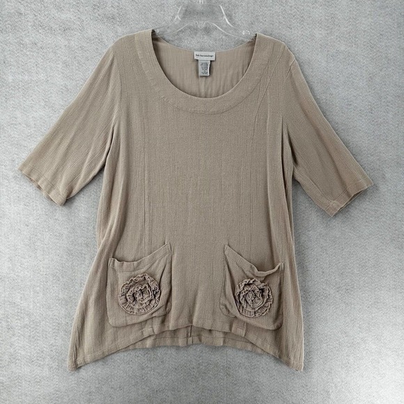 Soft Surroundings Tunic Top Womens‎ XS Sharkbite Artsy Lagenlook Linen Blend - Picture 1 of 13
